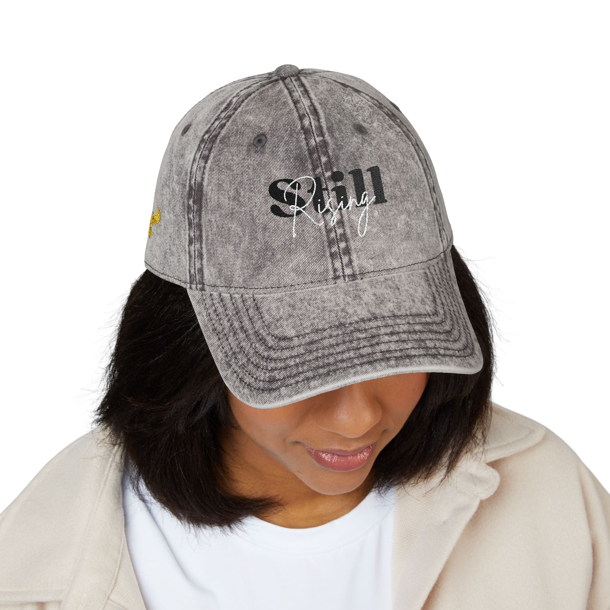 Still Rising™ Distressed Embroidered Hat For Women — Red, Charcoal or Maroon