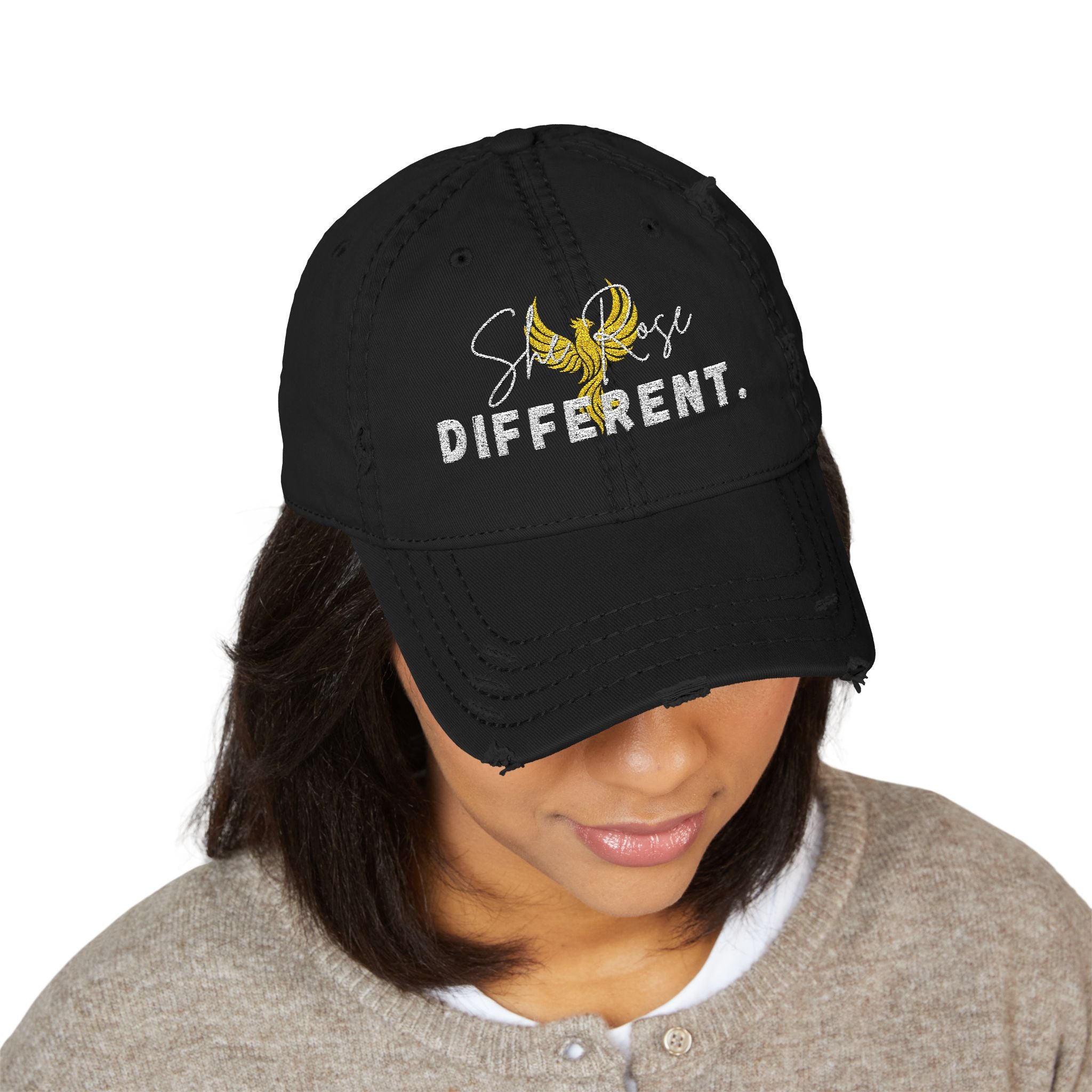 Embroidered She Rose Different™ Distressed Hat
