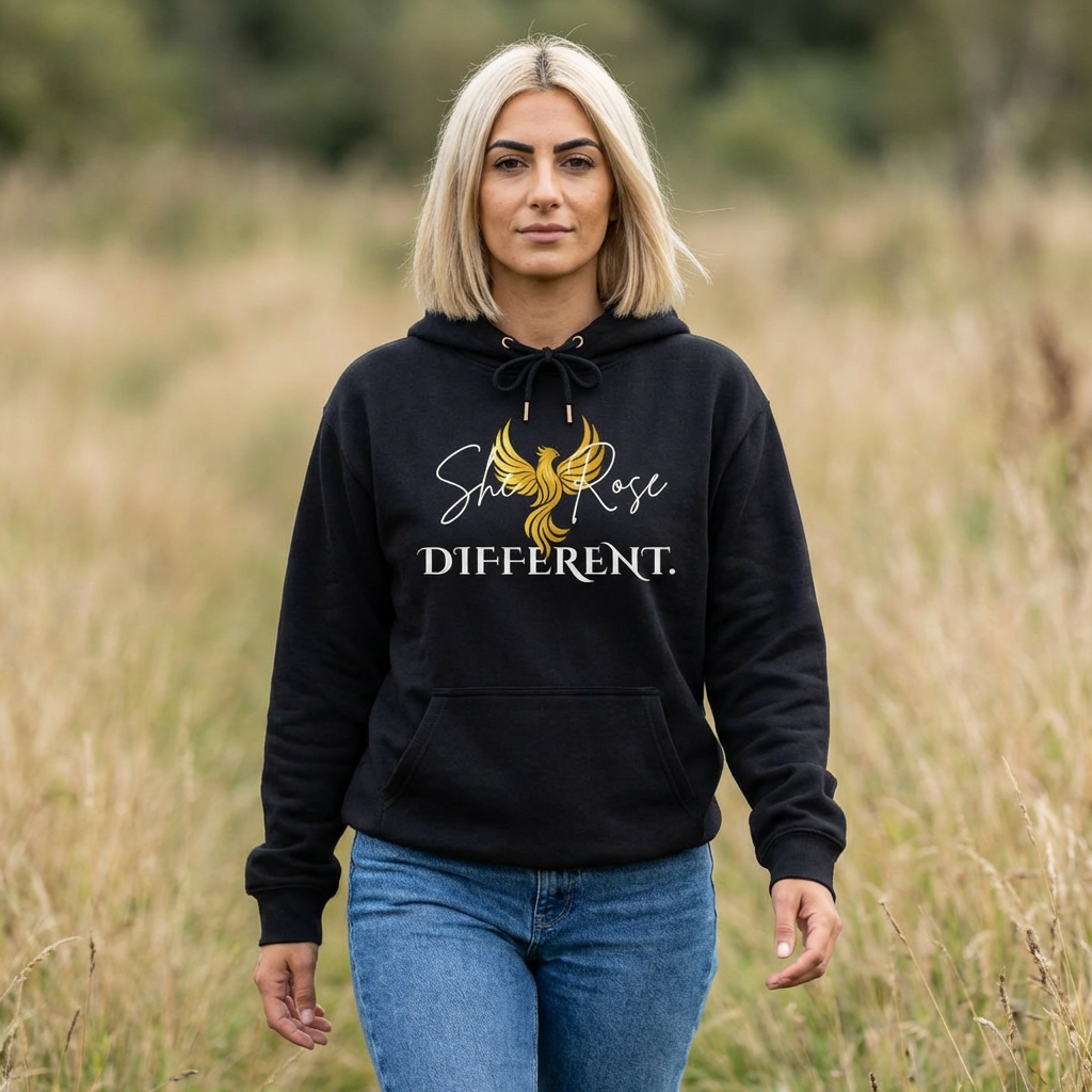 She Rose Different™ Hoodie — Women's Inspirational Sweatshirt
