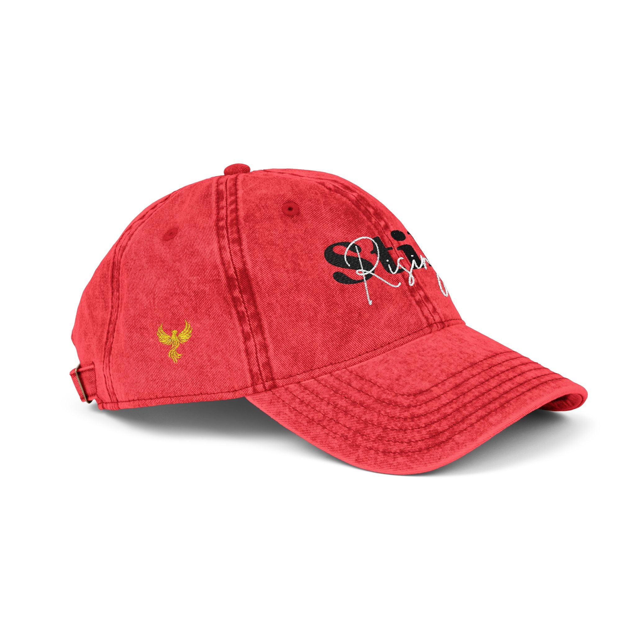 Distressed "Still Rising" Embroidered Baseball Cap — Red, Charcoal or Maroon