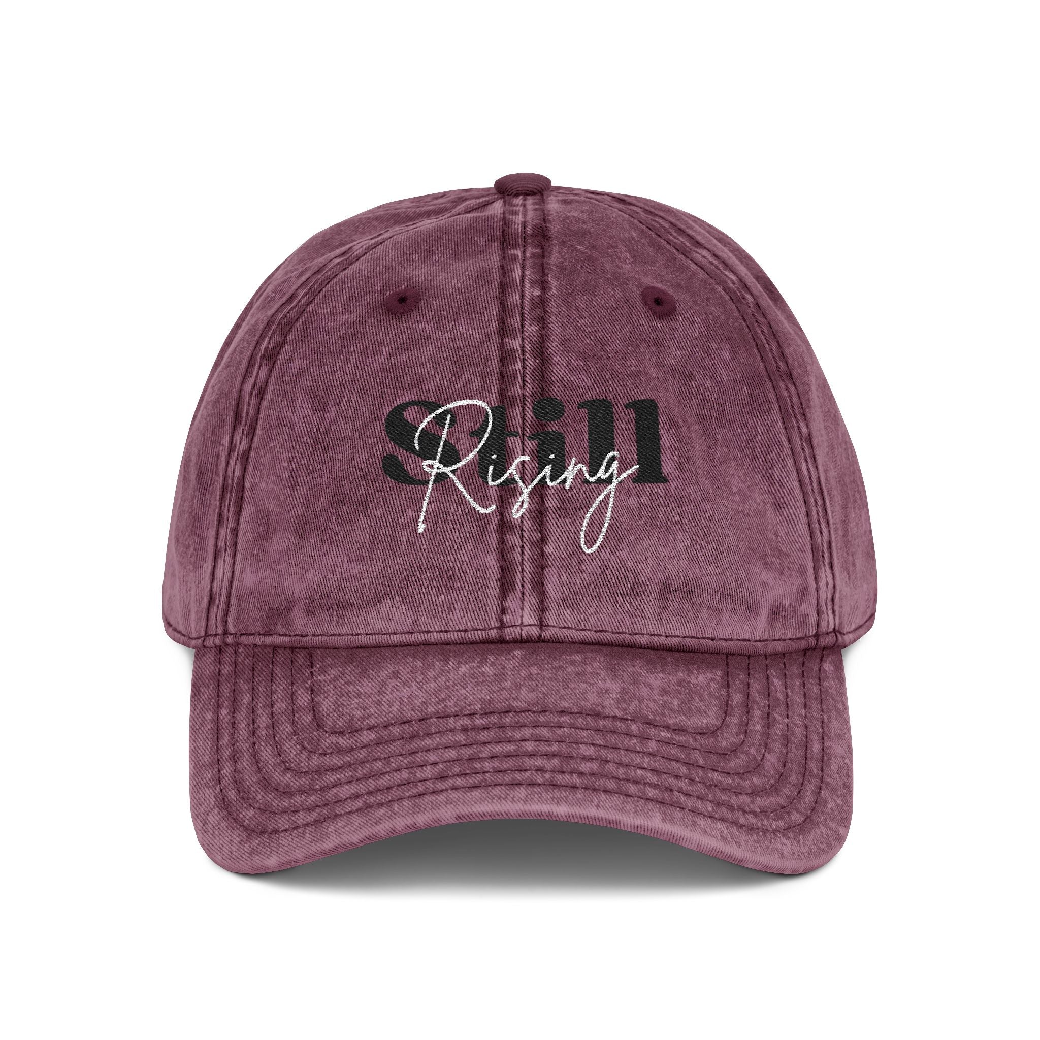 Still Rising™ Distressed Embroidered Hat For Women — Red, Charcoal or Maroon