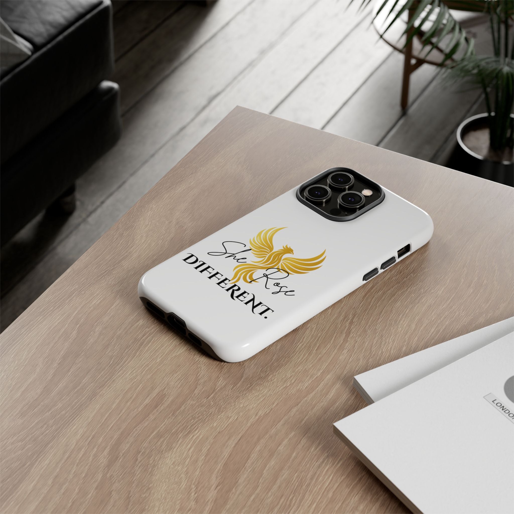 She Rose Different™ Phone Case —  Inspirational Gold Phoenix Design