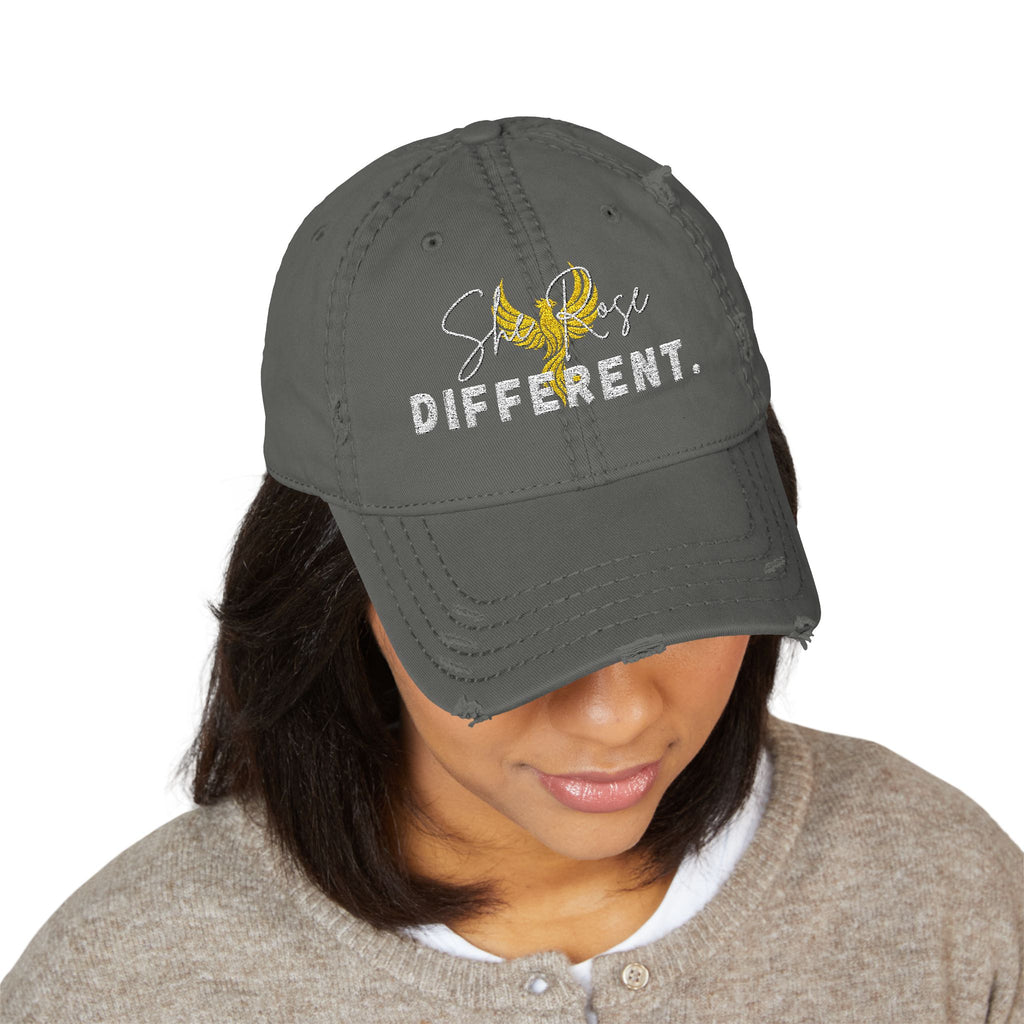 Embroidered She Rose Different™ Distressed Hat